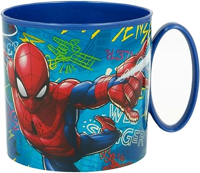 Kids Character Cute Mini Mug 265ML Drinking Re-Usable Plastic Cup Microwave Safe Spiderman Graffiti