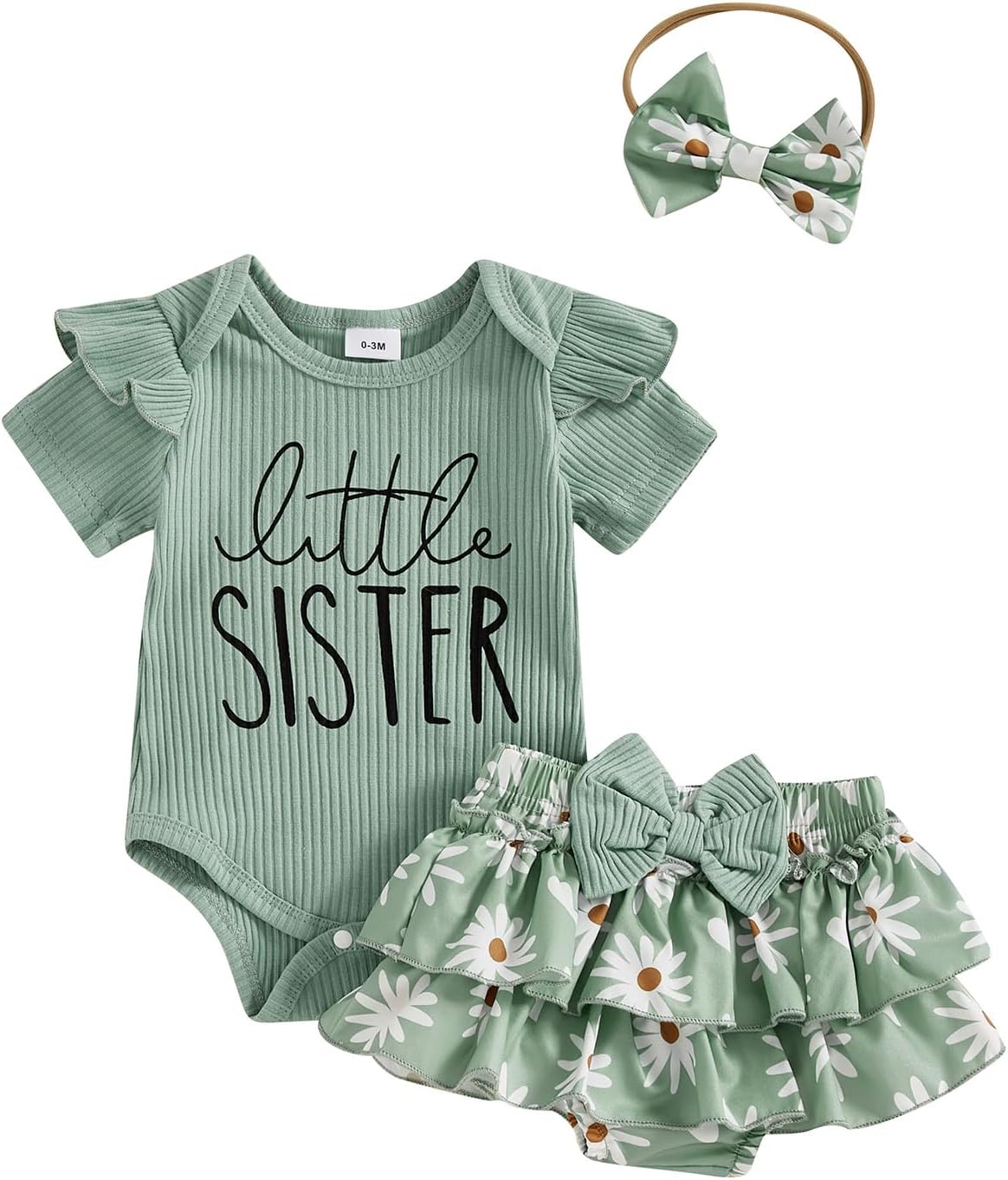 FIOMVA Im New Here Newborn Outfit Girl Onesie Romper+Ruffle Tutu Shorts Bloomer Set Baby Girl Preemie Coming Home Outfit