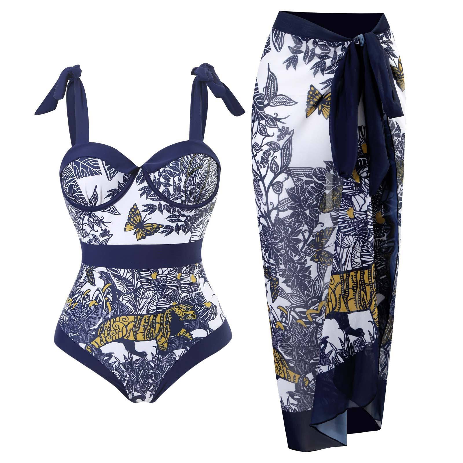 uxxnjfg Bañadores Mujer Natacion Conjuntos Dos Piezas Sexy Verano Reductor Barriga Swimsuit Estampado Flores Bañador Brasileño Deportivo Bañadores