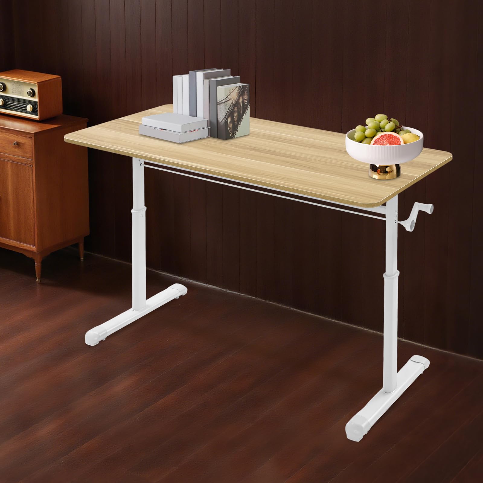 Escritorio de altura regulable 120 x 60 cm, escritorio de pie manual, altura ajustable, 65-90 cm, mesa de oficina/salón con capacidad de carga de 100 kg