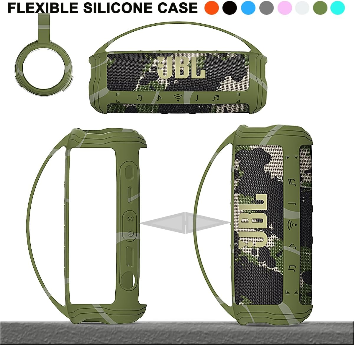 JCHPINE Silicone Cover Case for JBL Flip 6 Portable Bluetooth Speaker image 3