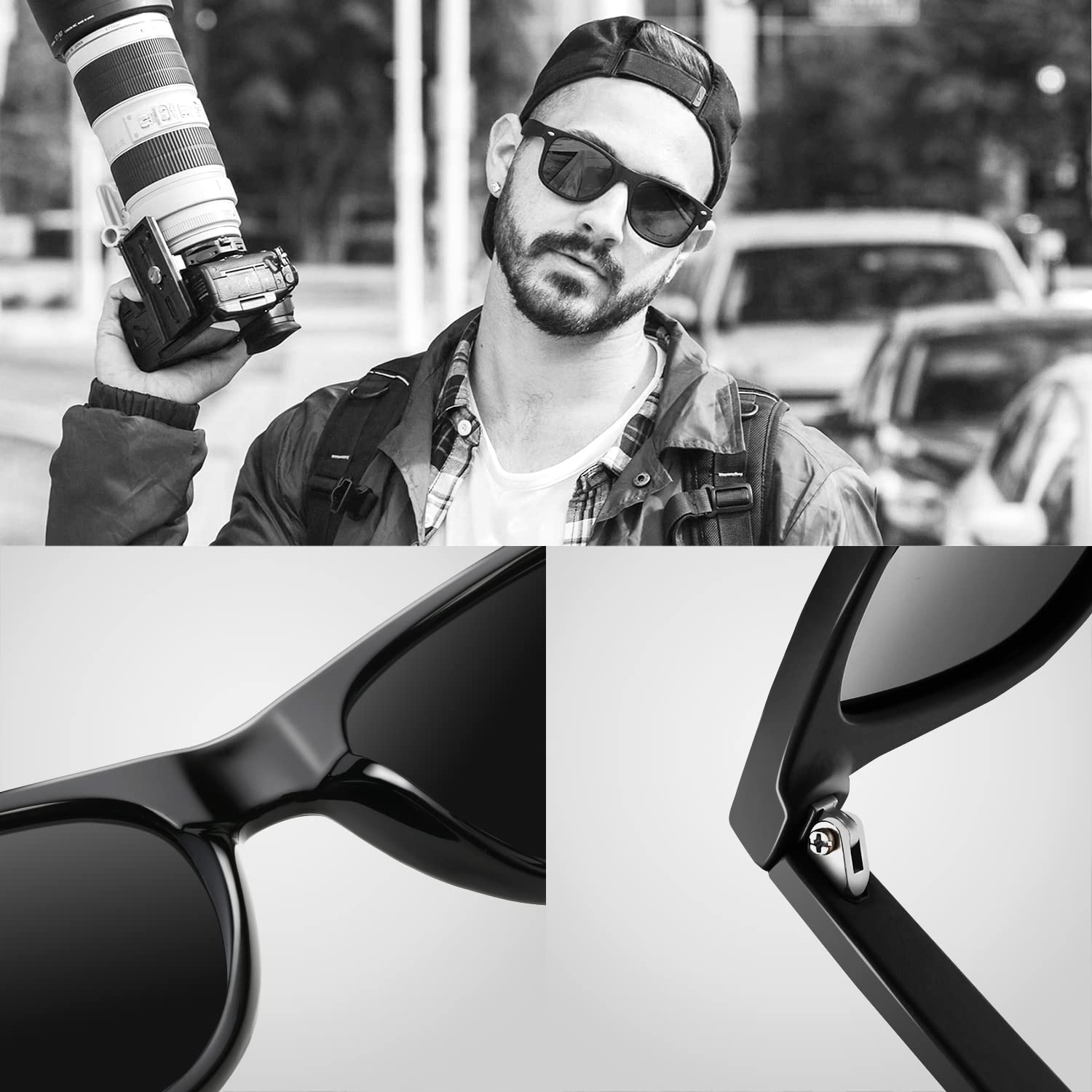 Joopin Occhiali da Sole da Uomo Donna Polarizzati Protezione UV400 Vintage Classici Rettangolari Occhiali da Guida, Unisex - Adulto