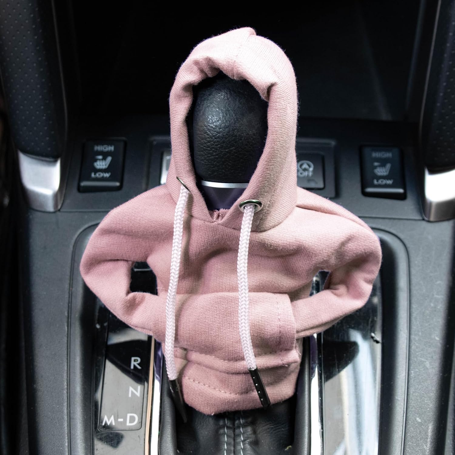 PSLER Stylish Cute Hoodie Car Gear Shift Cover Shifter Knob Cover Gear Shift Hoodie Heat Insulation Winter Warm CVC Interior Car Accessories for Men Women Pink