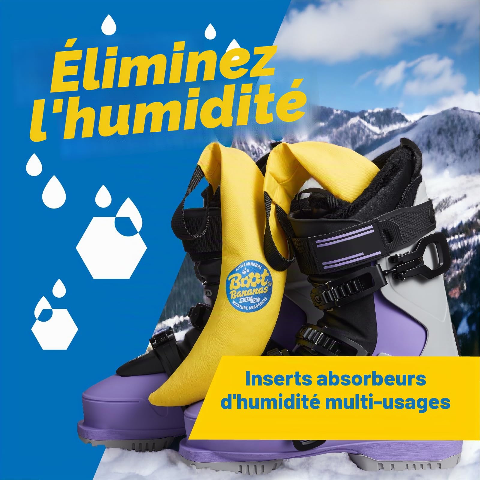 Absorbeurs d'humidité Boot Bananas pour chaussures de ski snowboard vélo moto golf