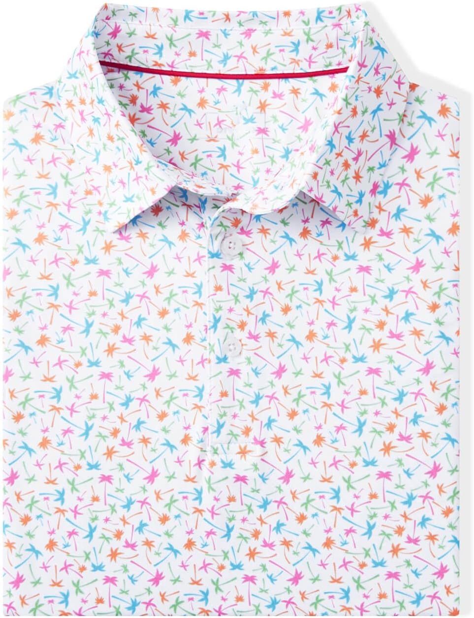 Men' s Golf Shirts Short Sleeve Print Performance Moisture Wicking Dry Fit Golf Polo Shirts for Men