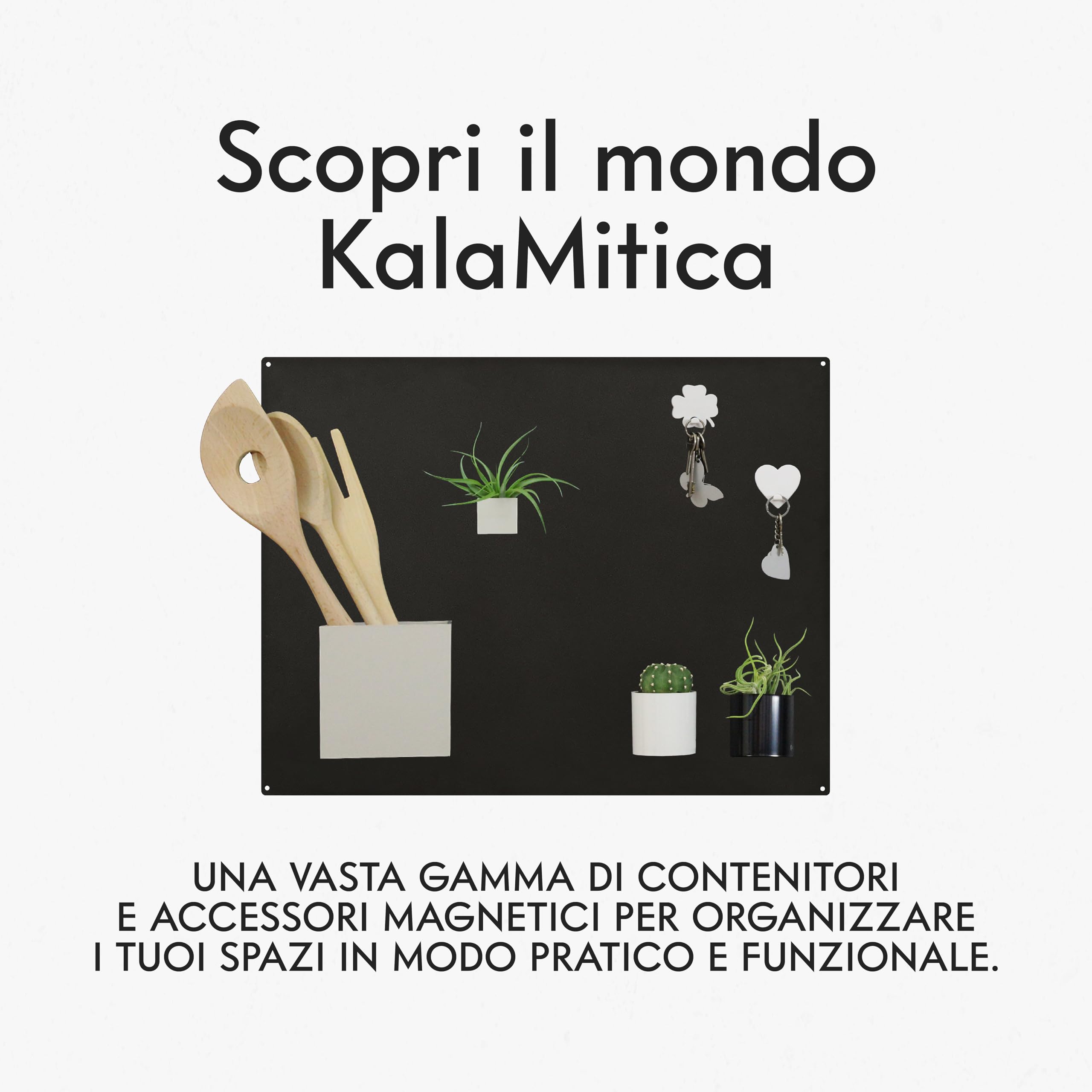 KalaMitica - Lavagna Magnetica da Parete - Scrivibile con Gessetti e Cancellabile - Nero Antracite - 56x38 cm