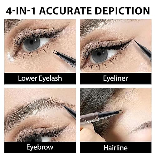 Miniatura 4 de Kaely Delineador de ojos de doble punta y lápiz de pestañas inferiores, bolígrafo de maquillaje multifunción para cejas y ojos, sello líquido a