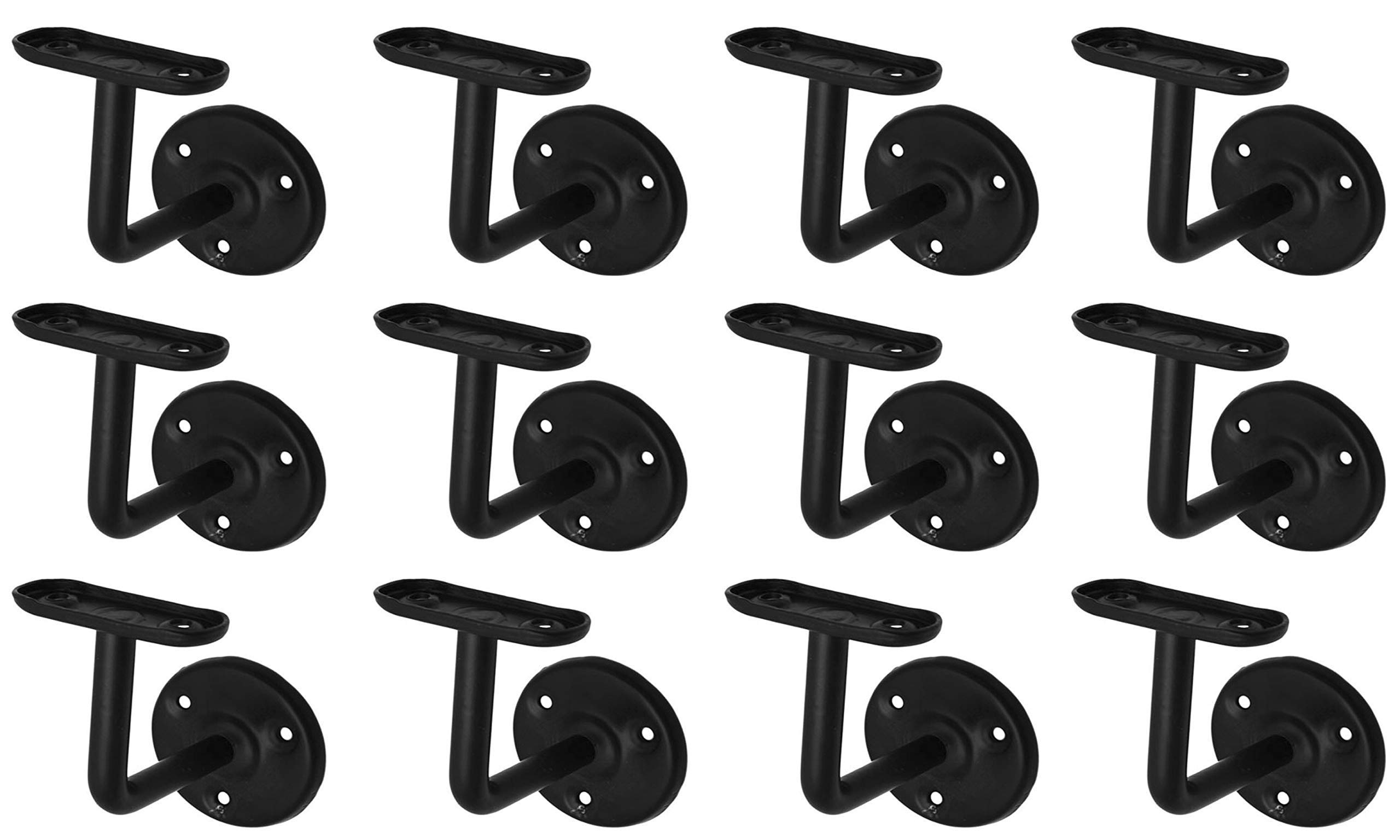 Adonai Hardware "Izrahiah" Medium Antique Wrought Iron Sturdy Handrail Brackets (2.3" x 12 Pack, Matte Black) for DIY Easy Installation, Staircase, Stairs, Rails, Railings, Support and Home Decor-image-49