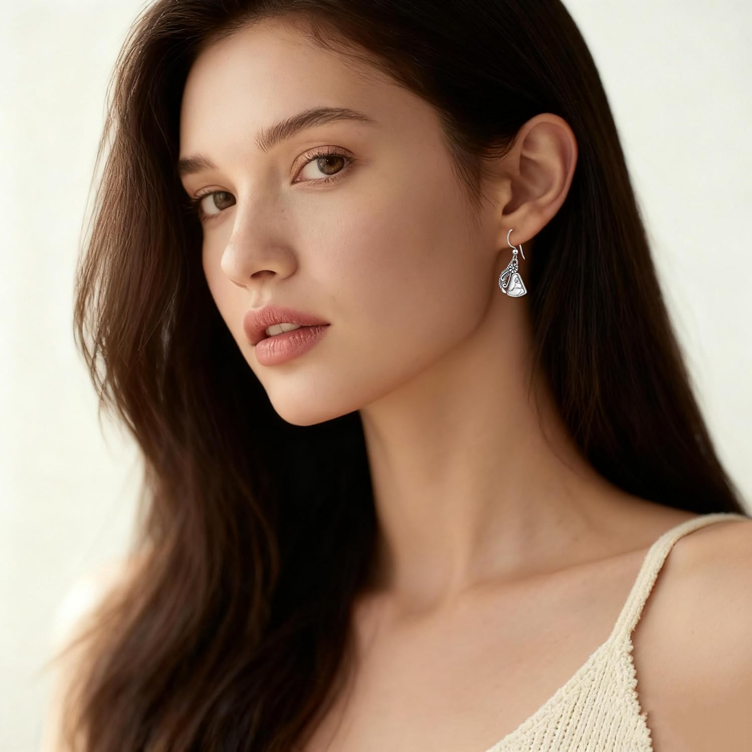 White Turquoise Sterling Silver Plated Dangle Earrings for Women, Hypoallergenic Birthstone Bohemian Drop Earrings Jewelry Gifts - Image 3