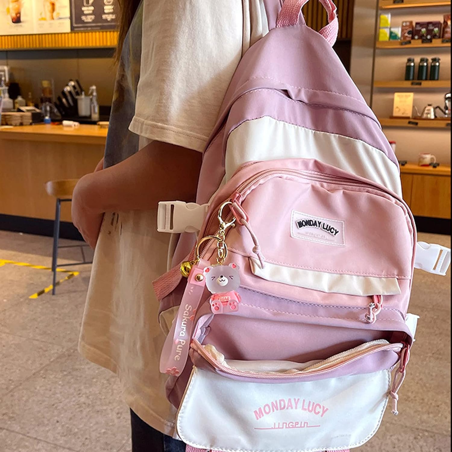 Xinbalove Cute Lucky Bear Design Bags Doll Car Key Backpack Keychain Pendant Boys Girls Men Women Soft Resin Portable Key Ring Accessories for Christmas New Year Present Green - Image 7