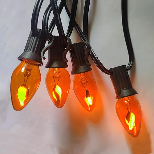 Miniatura 3 de Bombillas de llama parpadeante C7, paquete de 12 bombillas naranjas parpadeantes E12, bombilla Edison de 1 W para lámpara de araña, lámpara de vela