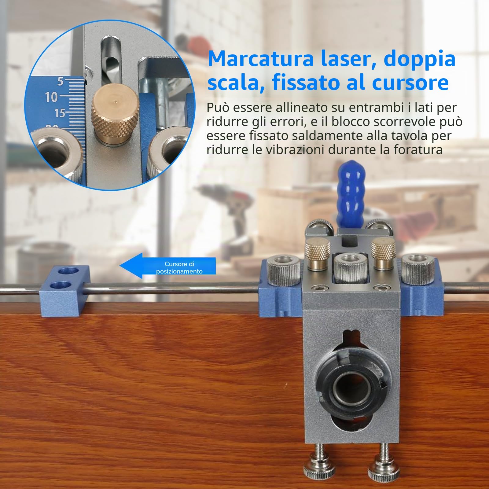 Modello di foratura 5/8/10/15 mm, kit di jig 3 in 1 con centraggio automatico, multifunzione, regolabile, strumento di collegamento per la lavorazione del legno