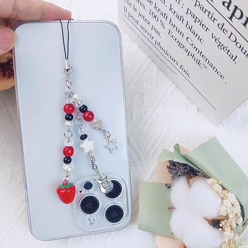Miniatura 59 de 1-4 dijes estéticos para teléfono celular Y2K, correa de fresa, mariposa, estrella, accesorios Y2K para bolsa, llavero, Airpods, cámara, colgantes