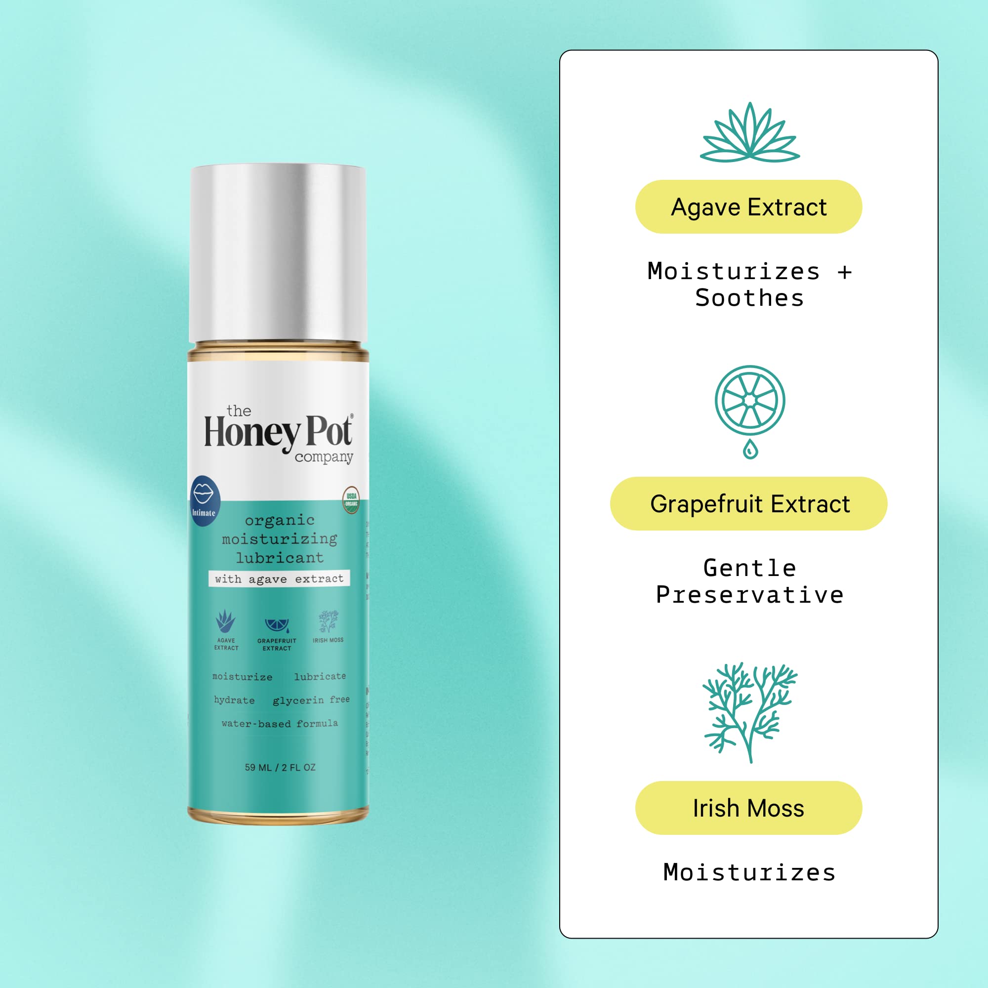 Amazon.com: The Honey Pot Company - Organic Lube w/Agave Extract - Water  Based Lubricant - pH Balancing, Hypoallergenic, & Compatible w/Latex.  Perfect for Women and Couples - Lubricants for Privacy