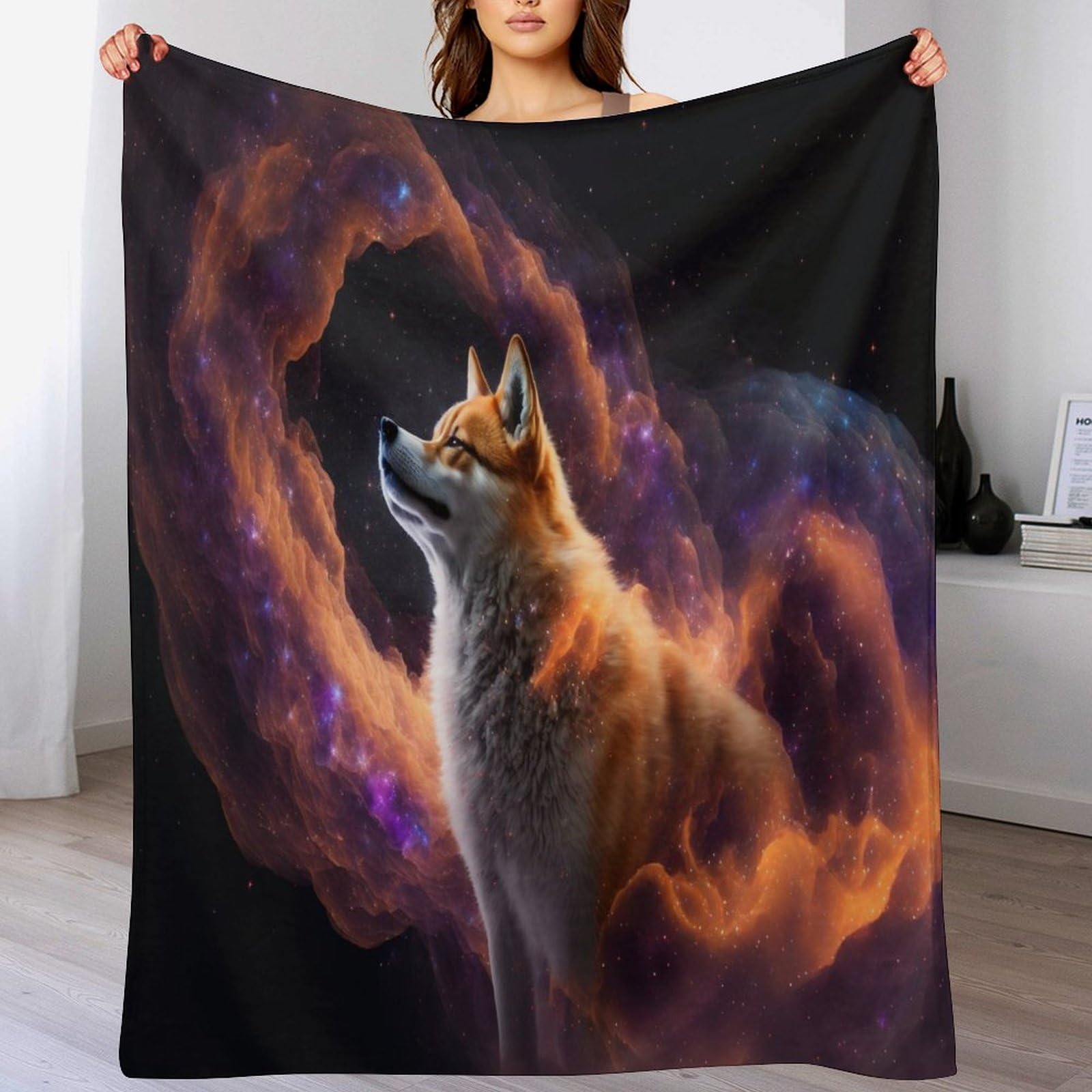 Couverture Shiba Inu en flannel douce chaude 150x200cm pour lit et canapé