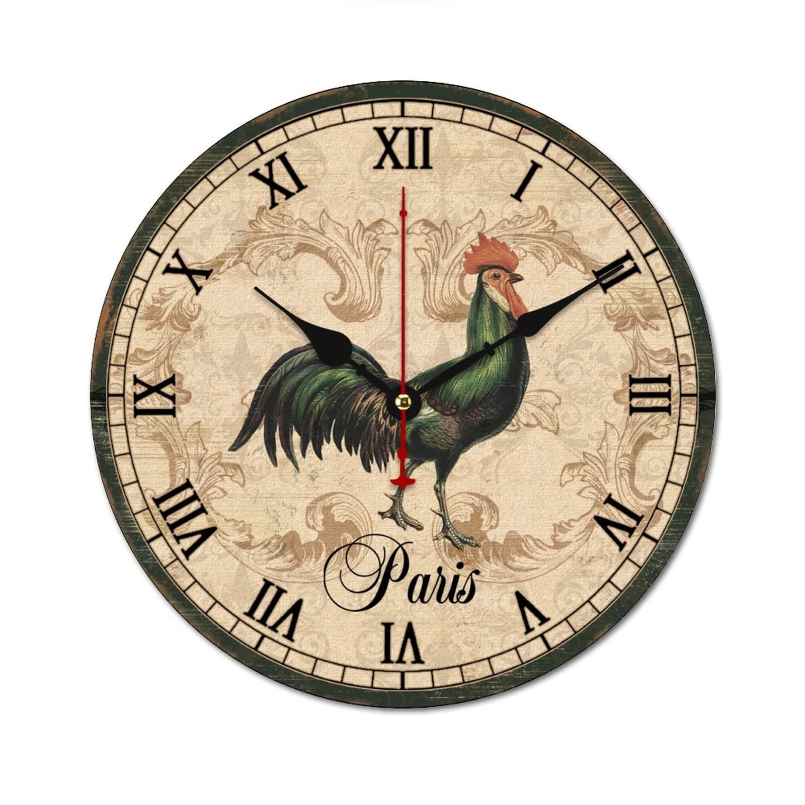 Horloge ronde en bois coq de Paris pour sublimer votre cuisine familiale