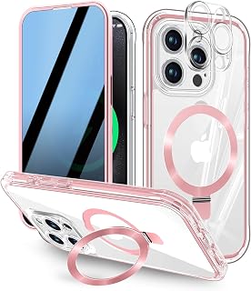 Privacy Case for iPhone 16 Pro Max with Magnetic Stand - Pink