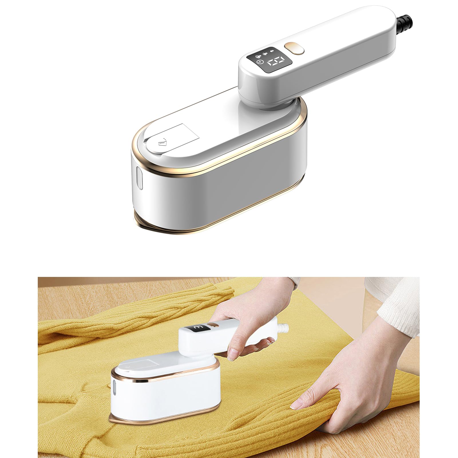 Portable Steam Iron,180°Rotating Foldable Handheld Mini Ironing Machine, Garment Steamer Intelligent Screen Display, Fast Preheating Steam Dry Ironing & Steaming 2 In 1, for Home/Travel
