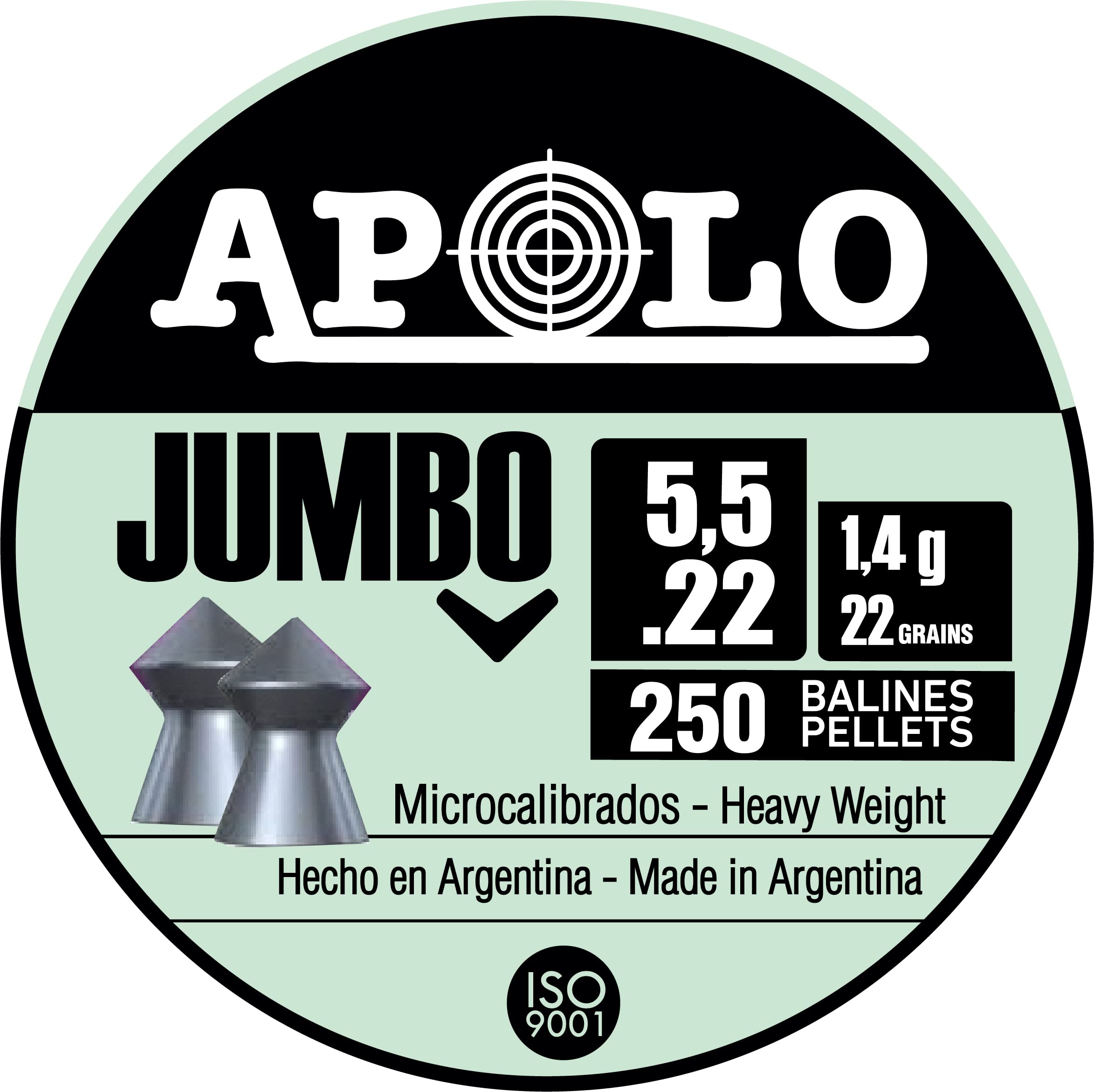 Apolo Jumbo Airgun Pellets, 5.5mm.22 Caliber, E19921,Silver