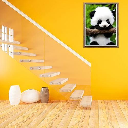 Miniatura 3 de Bimkole Kit de pintura de diamantes 5D, panda rojo, taladro completo, juego de bordado de diamantes de imitación, pintura con diamantes de