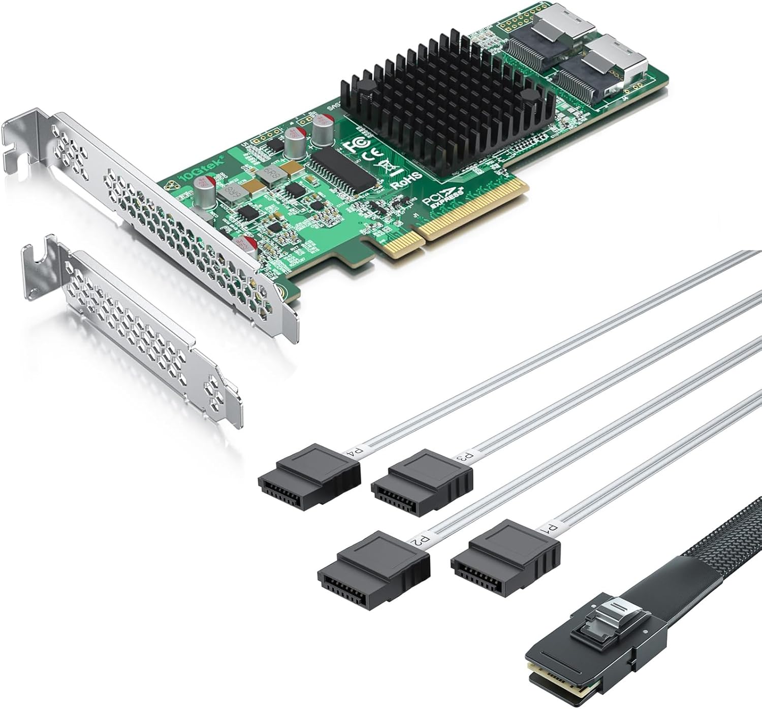 LSI SAS 9211-8i RAID Controller Card with Mini SAS SFF-8087 to 4 SATA Cable, 6Gb/s Internal SAS/SATA HBA Card, LSI SAS2008 Chip, PCI Express 2.0 X8, 2X Mini SAS SFF-8087 Ports, 1 Meter (3.3ft) Interna
