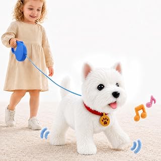 iPlay, iLearn Toddler Walking Westie Dog Toy, Interactive Puppy Talking Toy