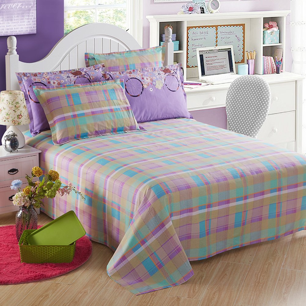 Feuilles de coton double lits jumeaux 180x230cm drap plat respirant