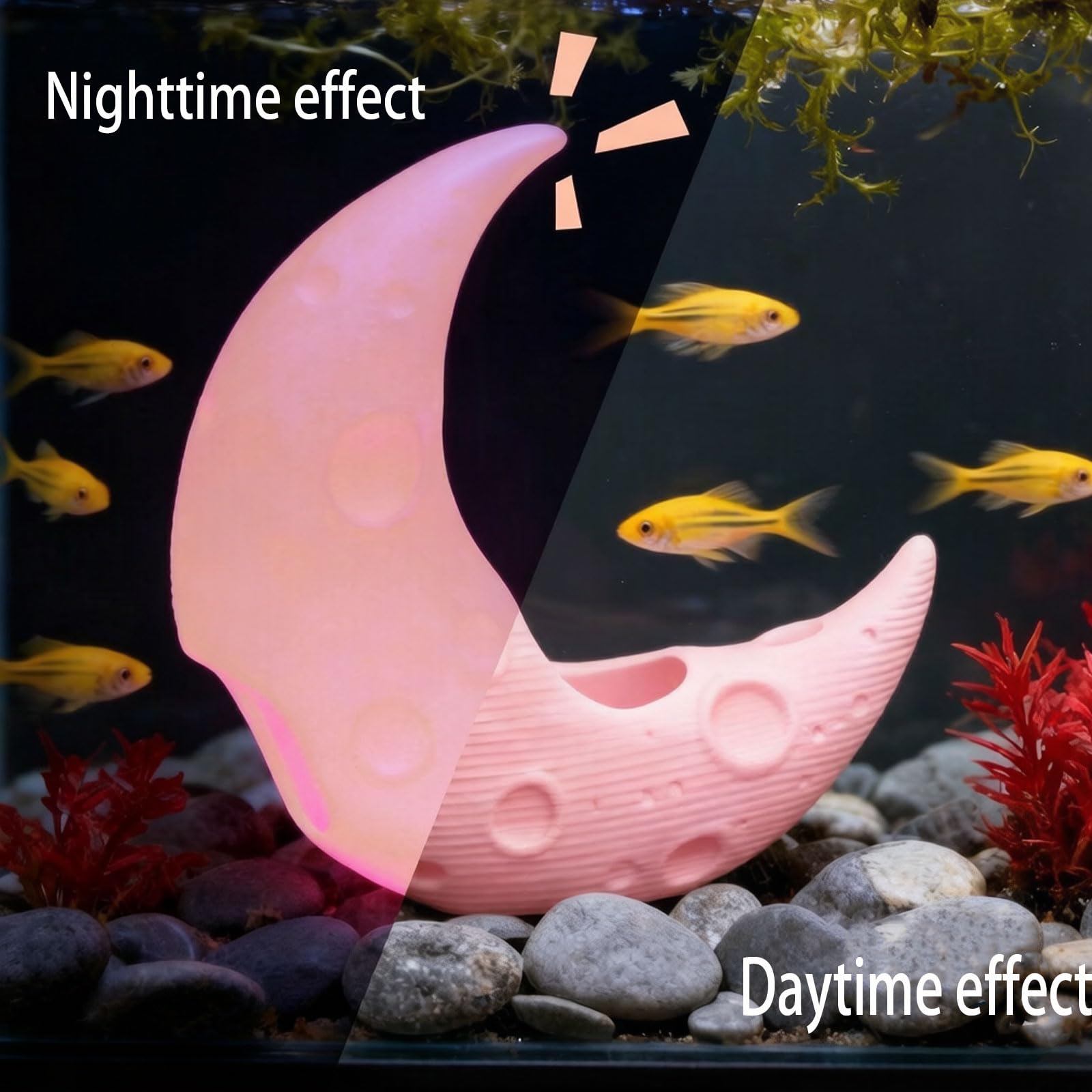 Aquarium-HöHle Nachtleuchtende AquariumhöHle 3D Druck Betta Fisch Versteck Iglu Design Aquarium-Landschaftsdekorationen-All