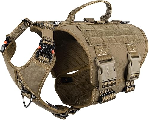 ICEFANG GN7 - Arnés táctico reflectante para perro con asa y movimiento ágil chaleco K9 Molle clip frontal sin tirones ajuste de 5 puntos panel de