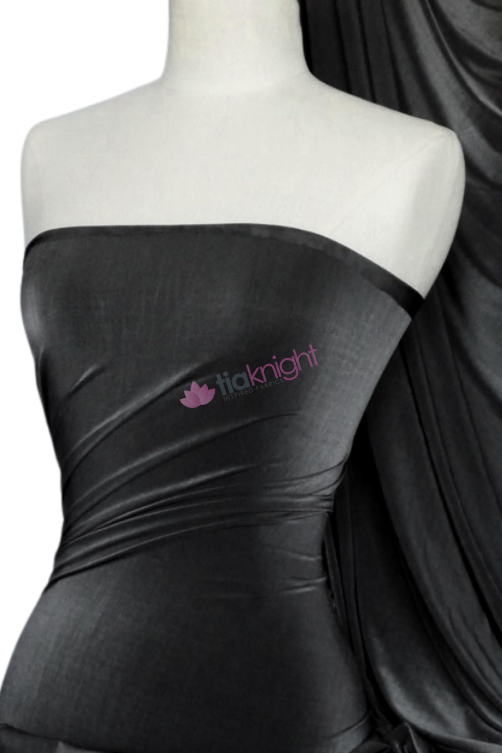 Tia Knight Inspired Fabrics Black Diabolo Shimmer Fabric | 4 Way Stretch Dressmaking/Dancewear Material | Sold By The Metre | Same Day Dispatch | By Tia Knight Q262 (Black)