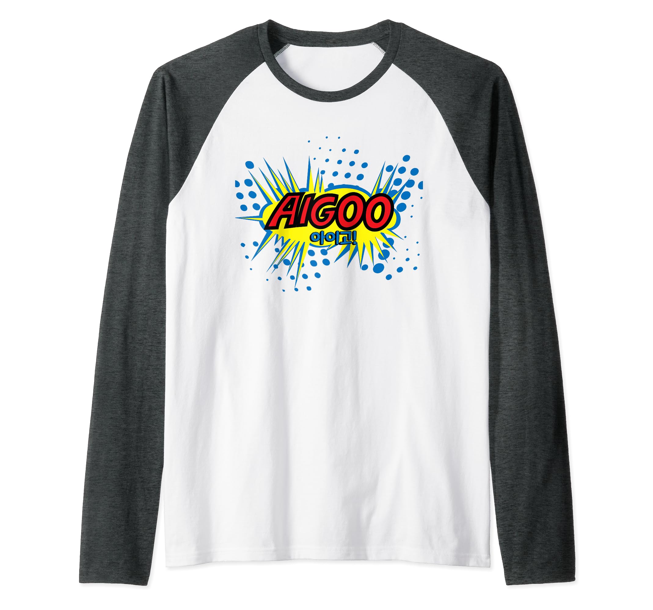 AIGOO Funny Korea Expression in Comic Book Style Raglan Baseball Tee