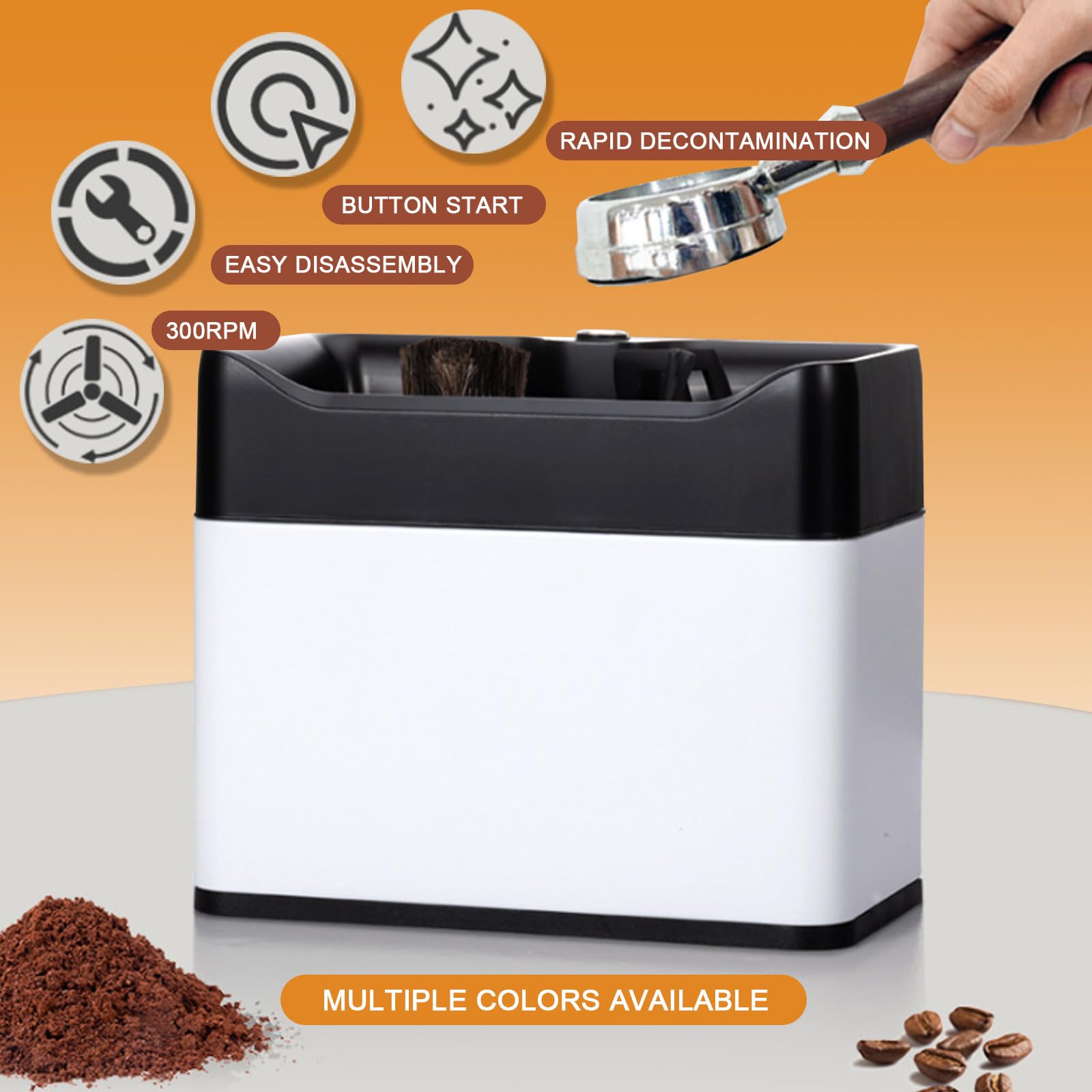 Limpiador de portafiltros eléctrico, limpiador de discos de café de acero inoxidable para limpieza rápida de barras y equipos de café