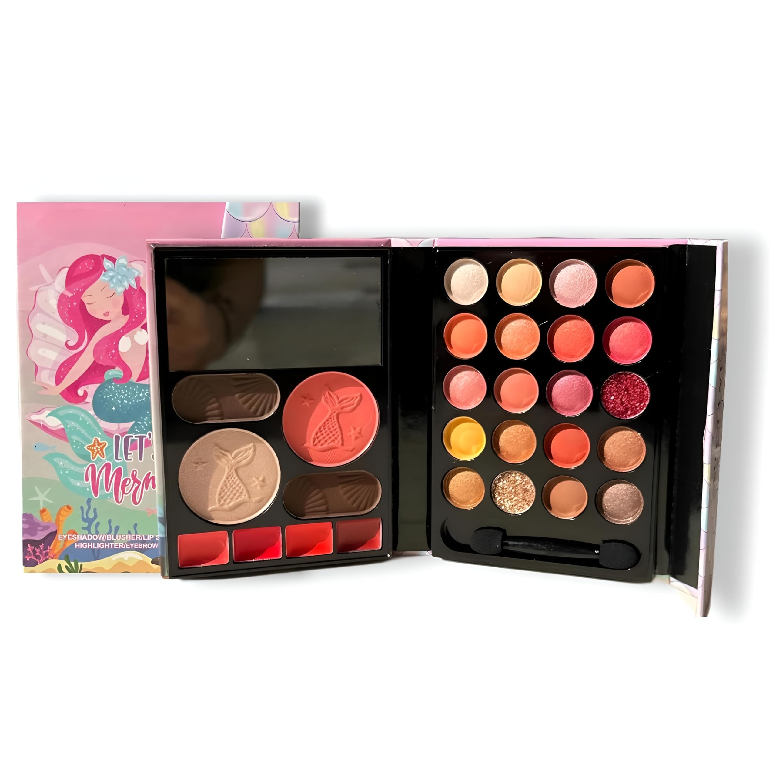 Bajajbeautyshop Anylady All In One Makeup Book Kit Palette | 24 Eyeshadow, 2 Highlighter, 2 Blusher, 4 Lip Shades with Brush & Mirror. (A)