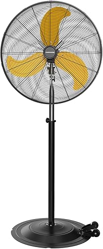 Miniatura 13 de Ventilador de pedestal oscilante de 20 pulgadas, serie Pro, 3 velocidades 5000 CFM, ventilador de pie de metal de alta velocidad con ruedas,