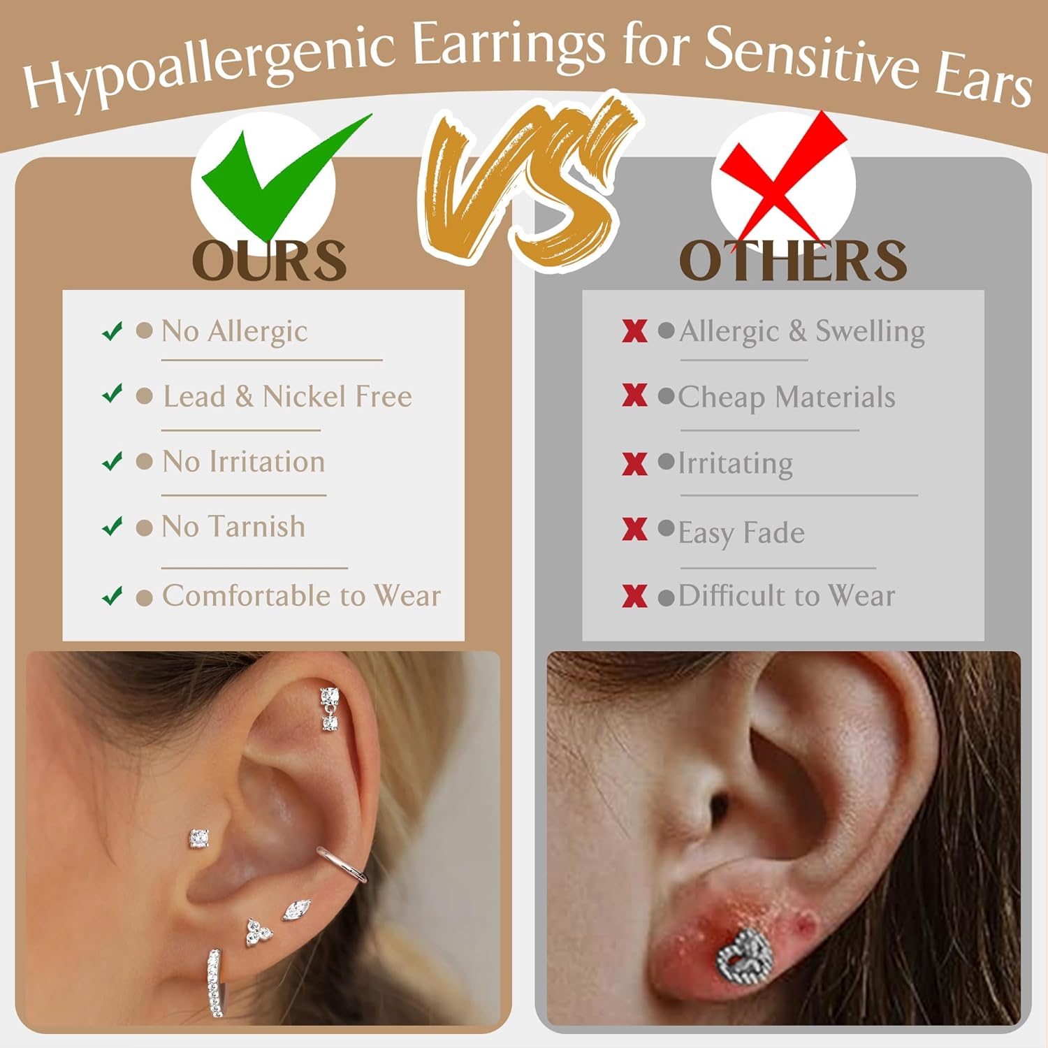 MILACOLATO 20G Hypoallergenic Flat Back Earrings Cartilage Earring Sets for Multiple Piercing Surgical Stainless Steel Earrings for Women Trendy Earring Stacks Small Huggie Hoops Flatback Stud Earrings Set - Image 6