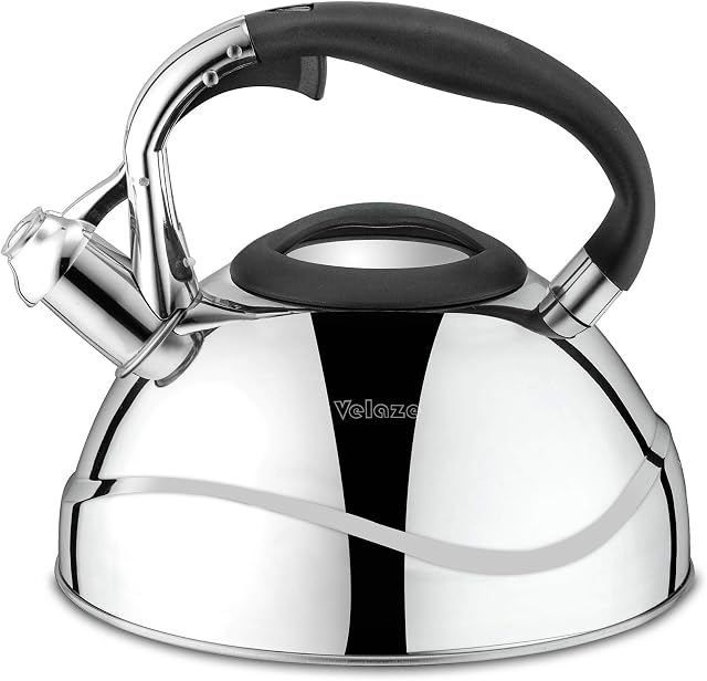 Velaze 2.5 Litre Tea Kettle for Stovetop Whistling Tea Pot, Stainless Steel Stovetop Kettles, Classic Design Tea Pot with Cool Touch Ergonomic Handle