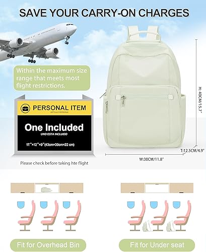 Miniatura 4 de VECAVE Mochila ligera e informal para laptop para mujer, mochila de viaje con compartimento para laptop, A5-verde menta