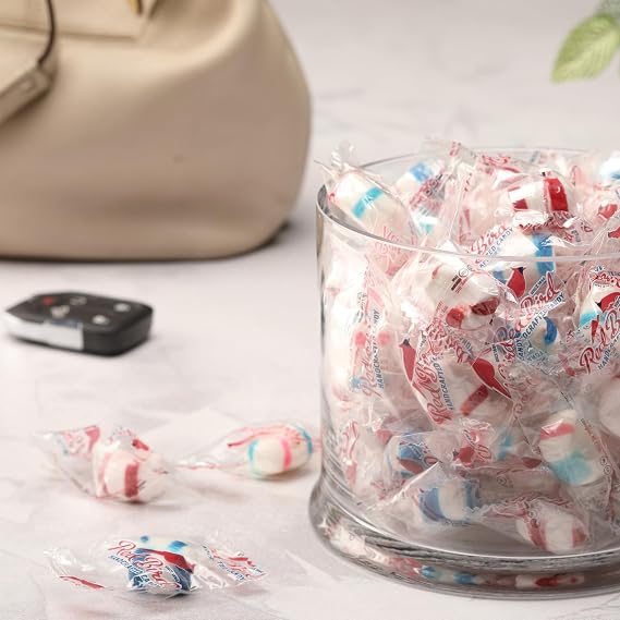 Red Bird Cinnamon Puffs Candy, Bulk Individually Wrapped Soft Mints, 52 oz Tub
