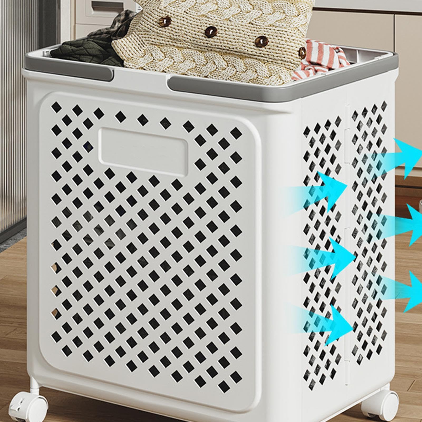 Cesto portabiancheria con ruote, pieghevole, grande cesto portabiancheria su ruote, cestino portatile per vestiti sporchi per casa, armadio, dormitorio, bagno, lavanderia