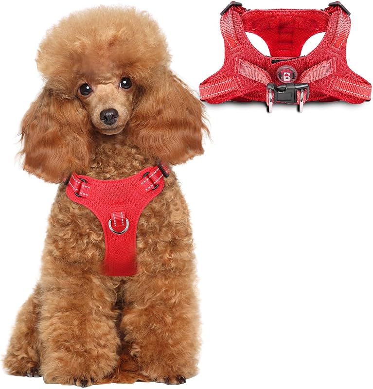 Peitoral Vest Ajustável e Refletivo para Cães e Gatos BARKBAY Vermelho XS
