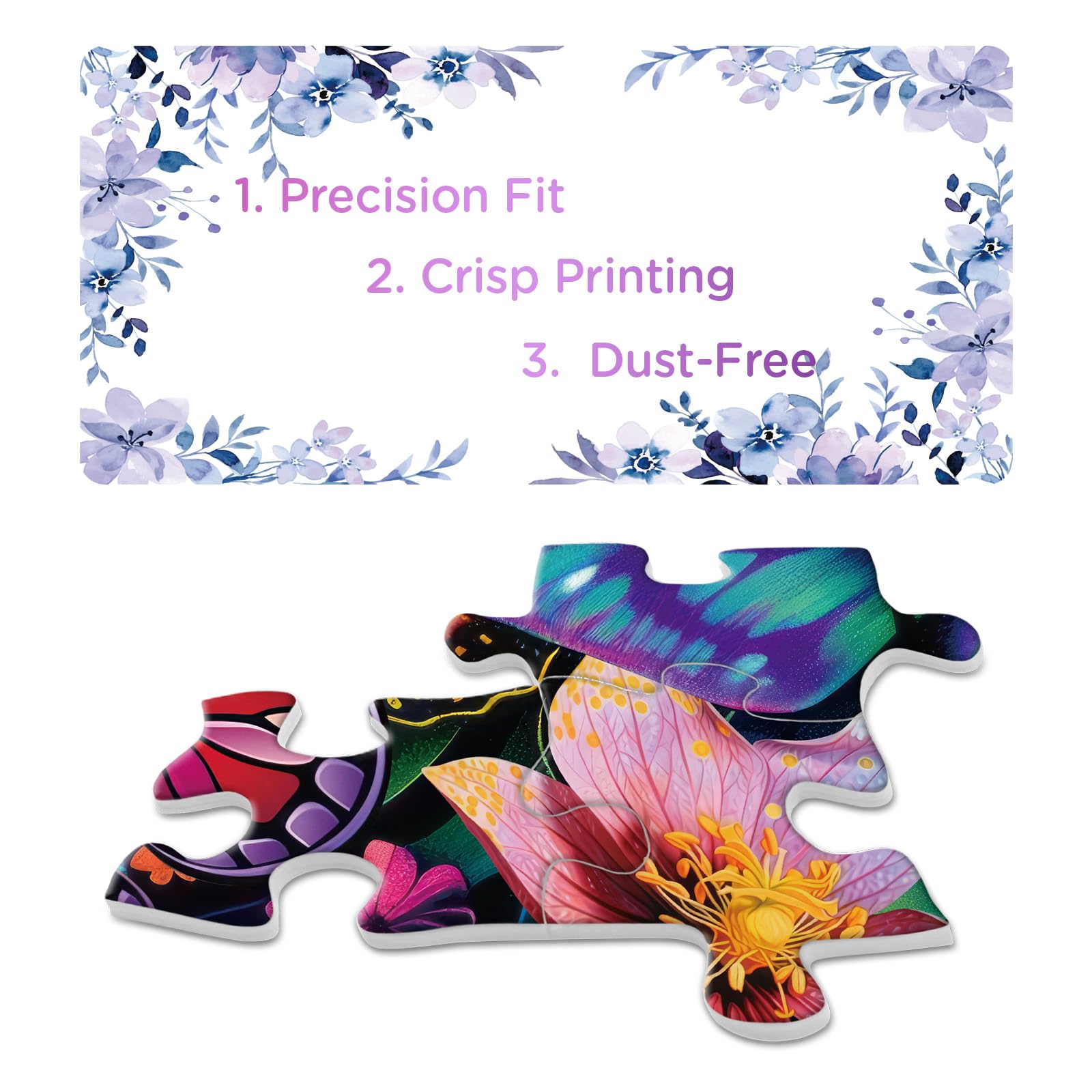 Puzzle Fiori Colorati Per Adulti - 1000 Pezzi, 70x50 Cm, Con Poster - Sfida Floreale Primaverile - 2