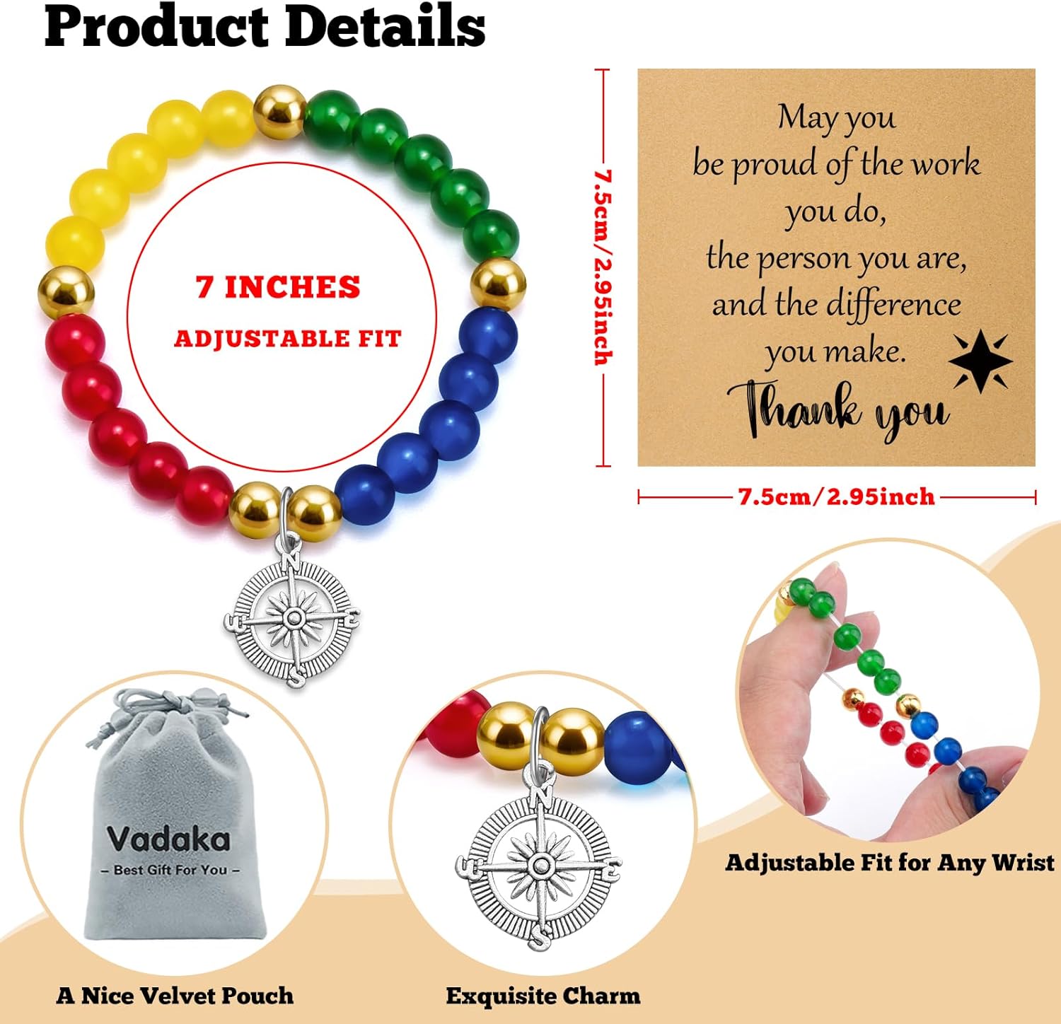 Thank You Bracelet for Women Teacher Appreciation Gifts Nurses Week Gift Employee Appreciation Gifts for Coworkers Going Away Retirement Jewelry for Coworker Boss Employee Christmas Birthday Bracelet - Image 3