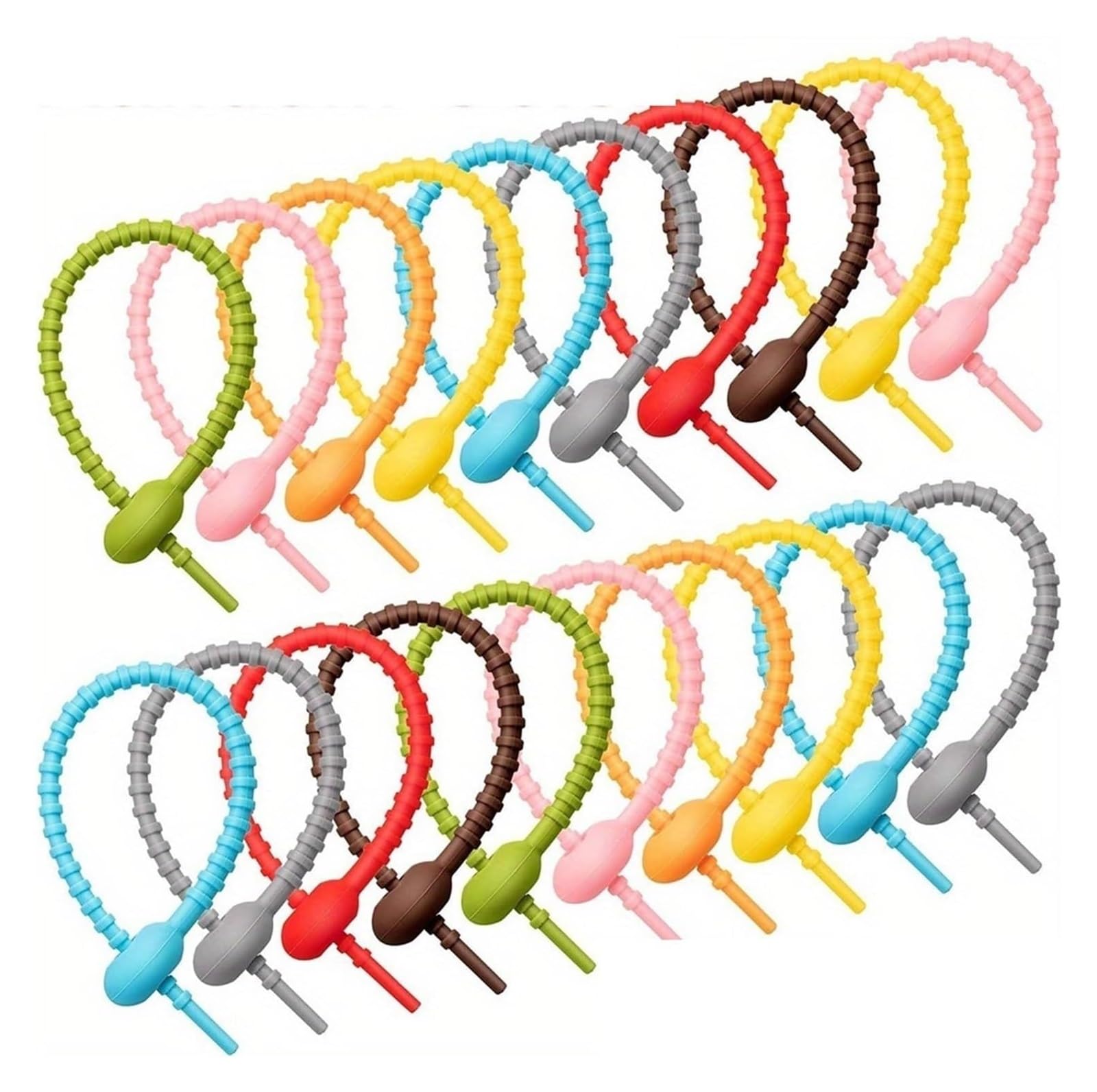 Fascette in silicone colorate, Fascette Serpente Twist in Silicone Multicolor Lunghezza 12-21cm 20/30/50/100 Pz(Green 17cm,100pcs)
