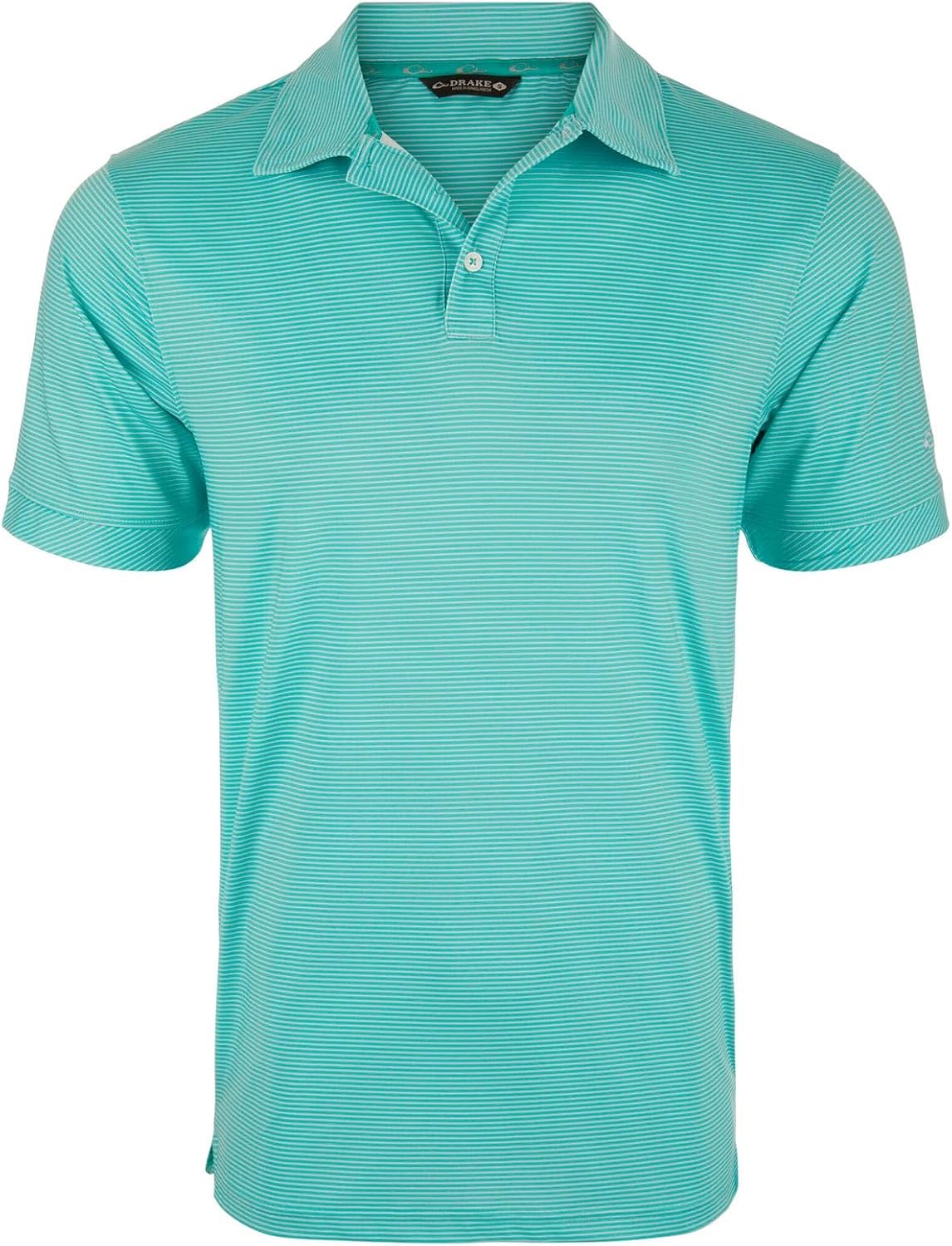 Drake Waterfowl Men's Performance Chalk Striped Polo, Stretchy Moisture-Wicking UPF-30 Casual Outdoor Short Sleeve T-Shirt