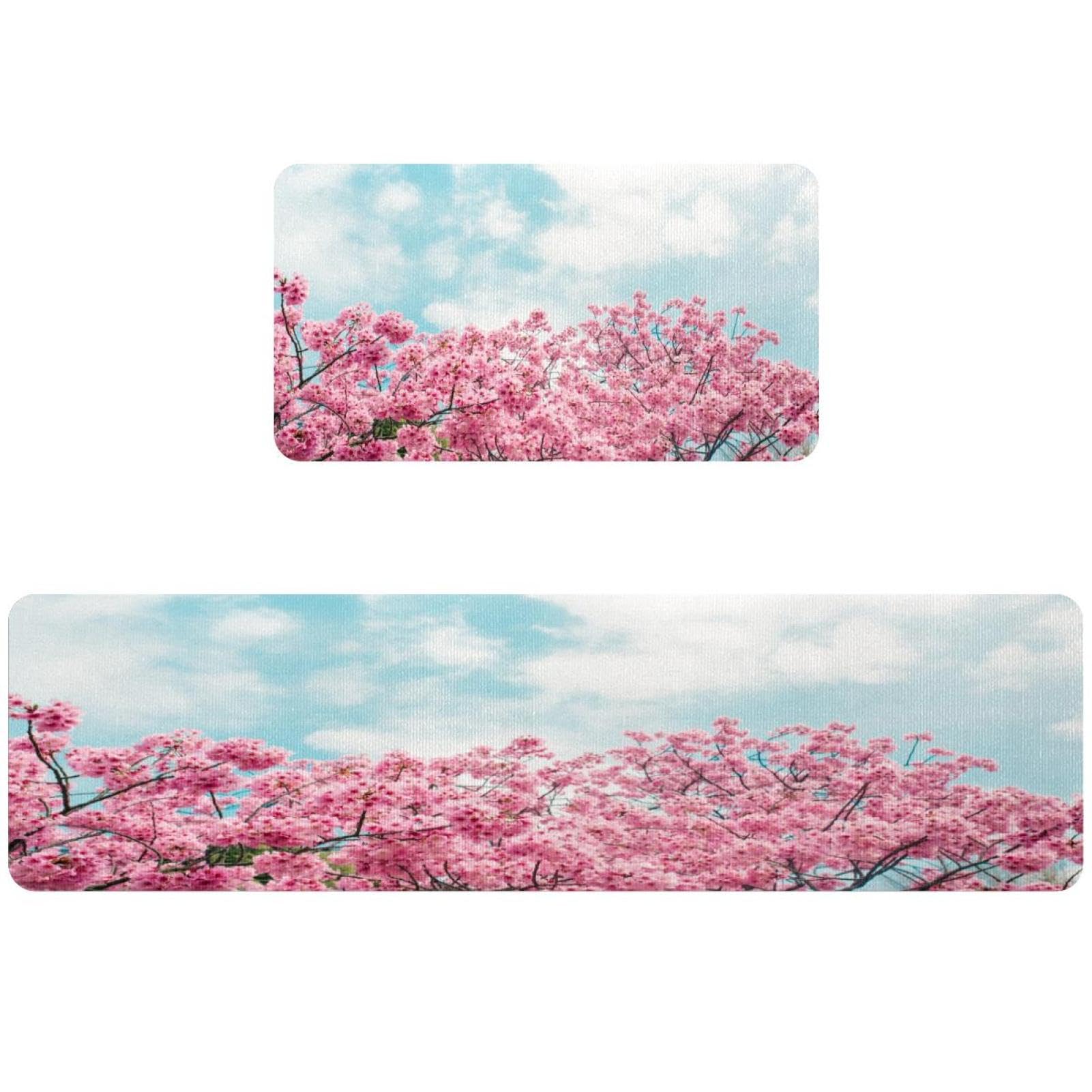 Tapetes de cocina absorbentes de flores de cerezo para pasillo y cuarto de lavado