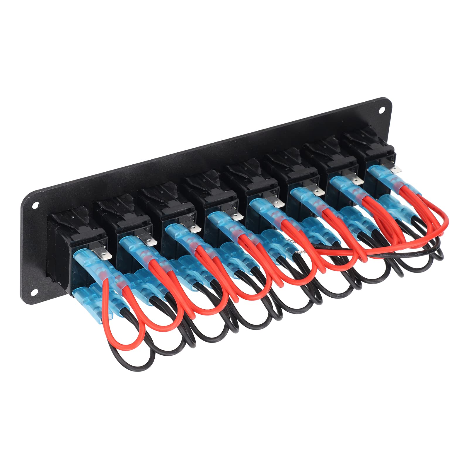Pannello interruttori a bilanciere a 8 gruppi Interruttore on/off retroilluminato a LED Protezione sovraccarico impermeabile Precavo per auto RV Bus Marine Boat (Blu)