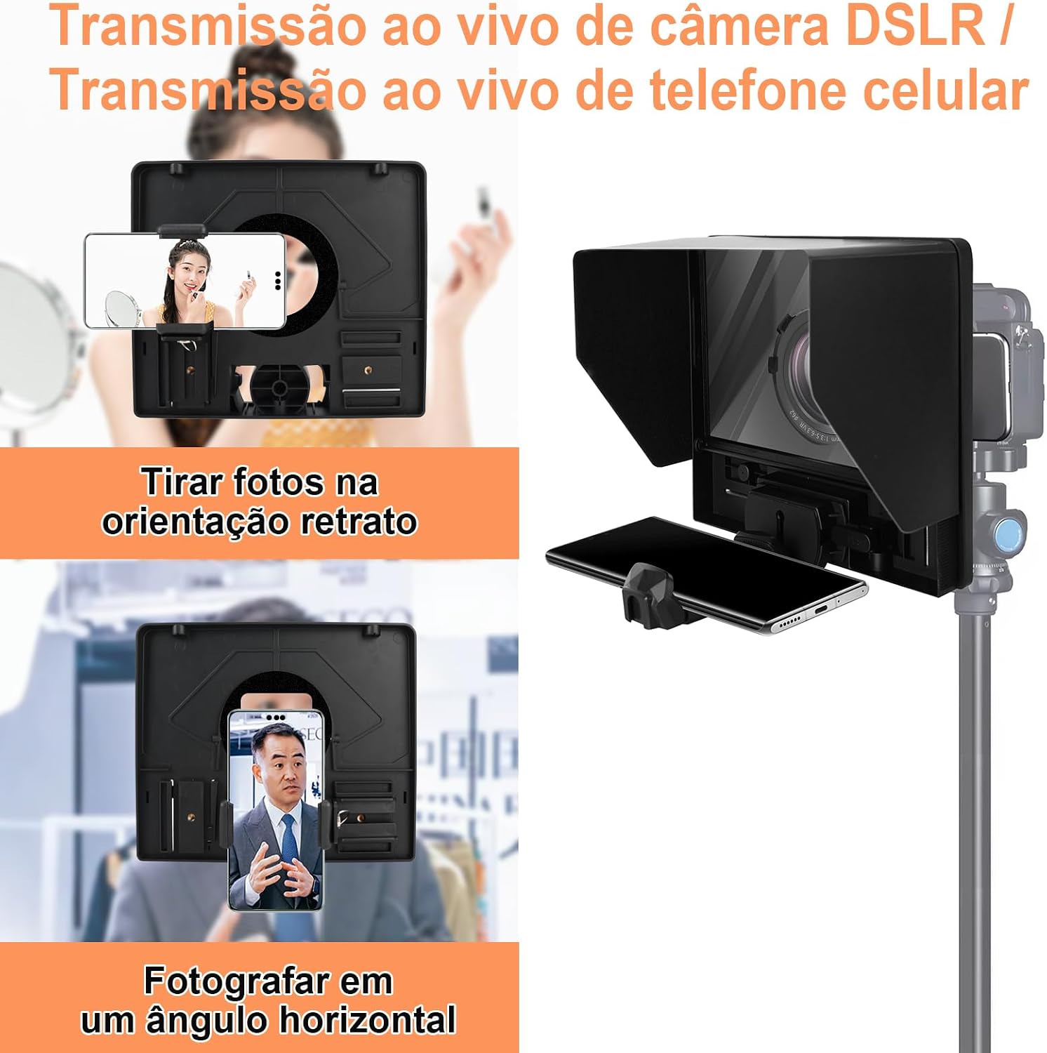 Teleprompter, Teleprompter para Celular, Compatível Com Teleprompters de Até 11 Polegadas, Controle Remoto Via Controle Remoto E Aplicativo