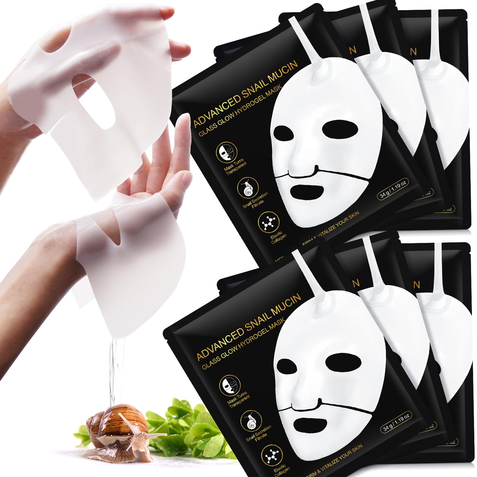 Snail Mucin Sheet Mask,Hydrogel Collagen Mask, Face Masks Skincare,Self Care, Stocking Stuffers