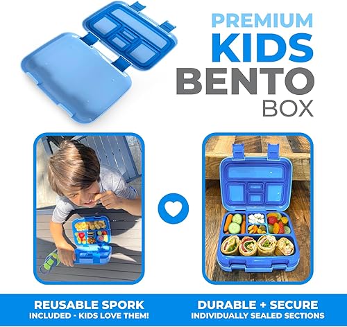Miniatura 82 de Kinsho - Lonchera bento infantil, 5 secciones para control de porciones, bandeja de plástico desmontable sin bisfenol A, para niños preescolares