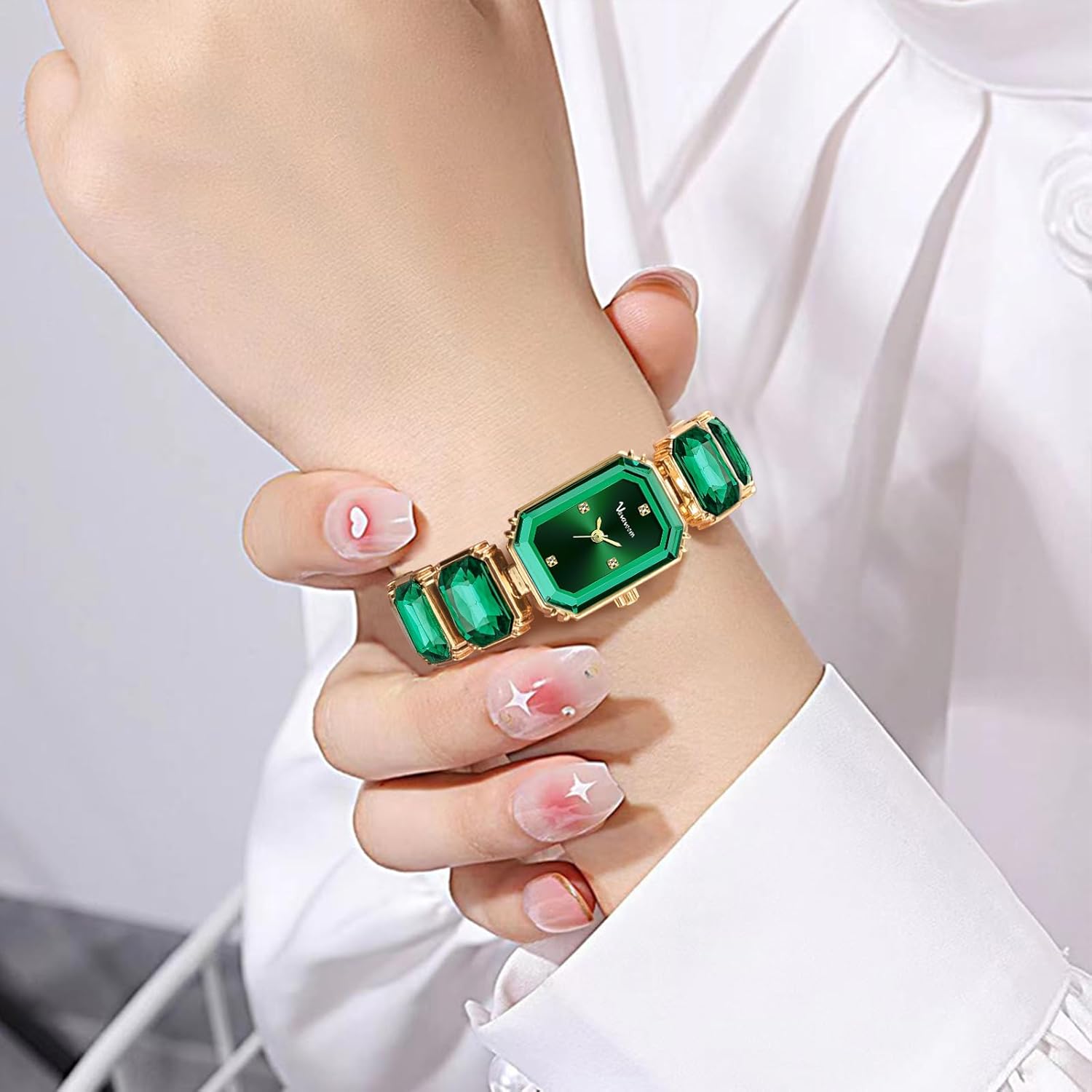 Gosasa Luxury Women’s Crystal Bracelet Watch Elegant Rectangular Minimalist Dial Diamond Bangle Band Waterproof Fashion Dainty Ladies Quartz Watches Ladies Gift - Image 2